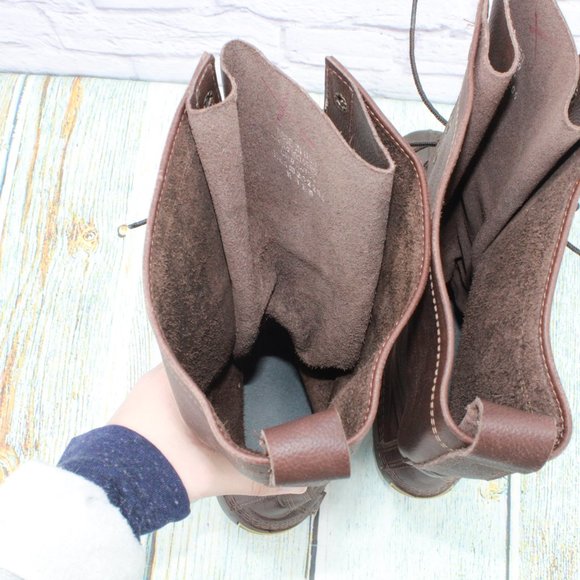 LL Bean Brown Leather Lace Up Tall Hunting Duck Boots Size 11 Medium - Picture 7 of 9